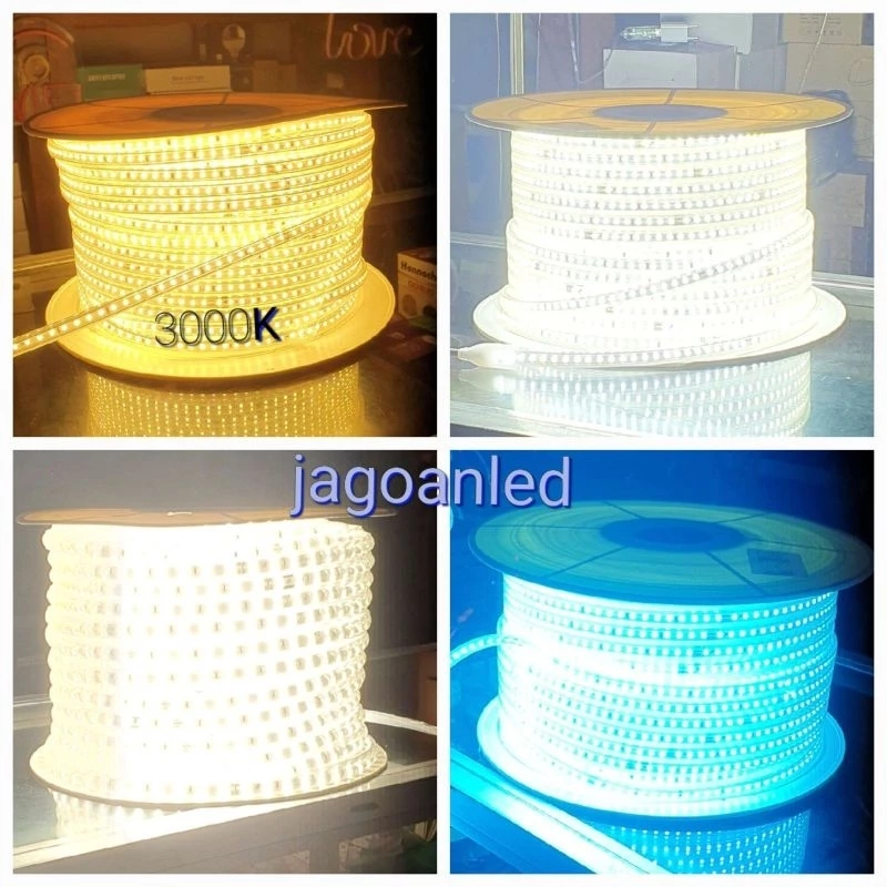 LED Strip 2835 220V 120LED/m Warm White Socket Jepit IP65