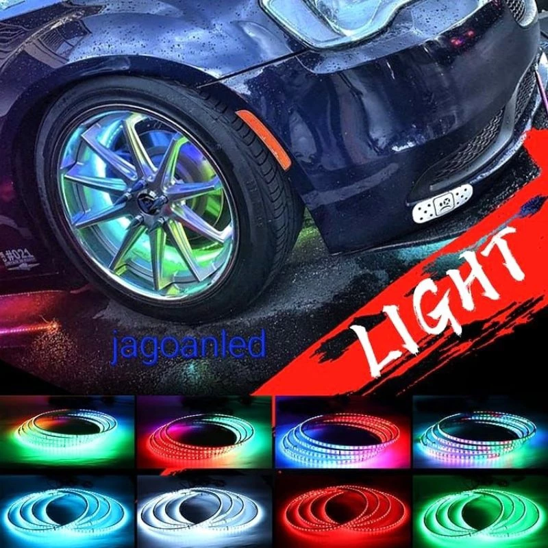 4Pcs 15.5 inch LED Wheel Ring Light RGB App Sync Remote